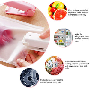 Portable Mini Sealer Home Heat Bag Plastic Food Snacks Bag Sealing Machine Food Packaging Kitchen Storage Bag Clips (random Color)