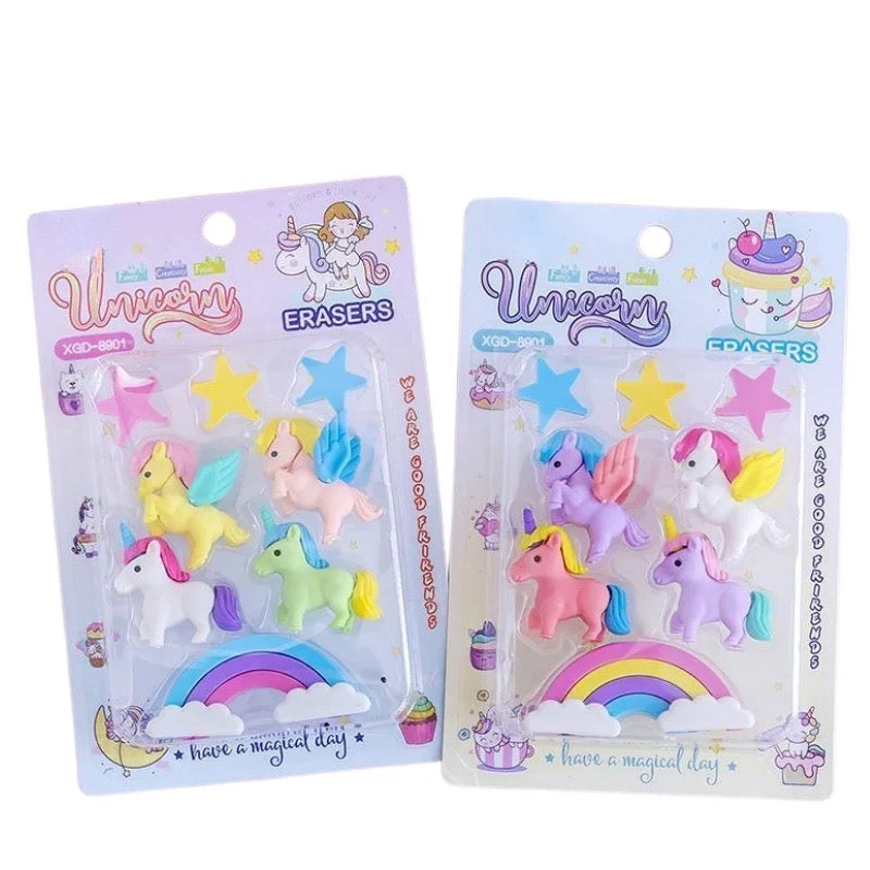 My Little Pony Cartoon Cute Color Unicorn Rainbow Pentagram 7PCS Eraser Set Student School Supplies Stationery (7Pcs Set) - Babytoon