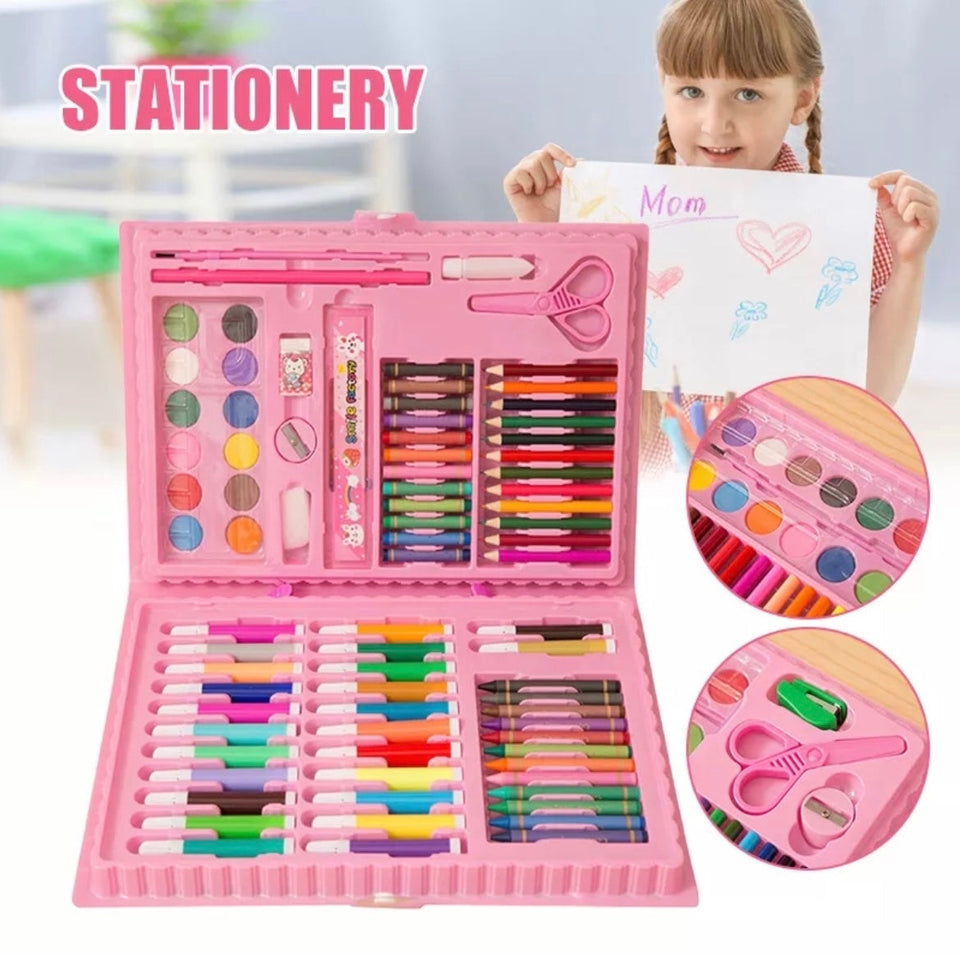 Children Painting 68pc Set Water Color Pen Crayon Oil Pastel Brush Drawing Tool - Babytoon