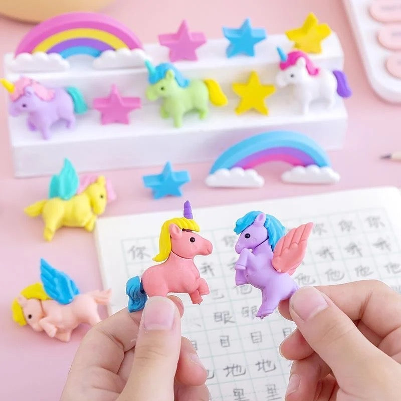 My Little Pony Cartoon Cute Color Unicorn Rainbow Pentagram 7PCS Eraser Set Student School Supplies Stationery (7Pcs Set) - Babytoon
