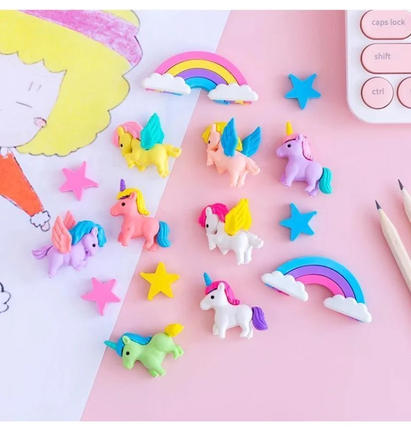My Little Pony Cartoon Cute Color Unicorn Rainbow Pentagram 7PCS Eraser Set Student School Supplies Stationery (7Pcs Set) - Babytoon