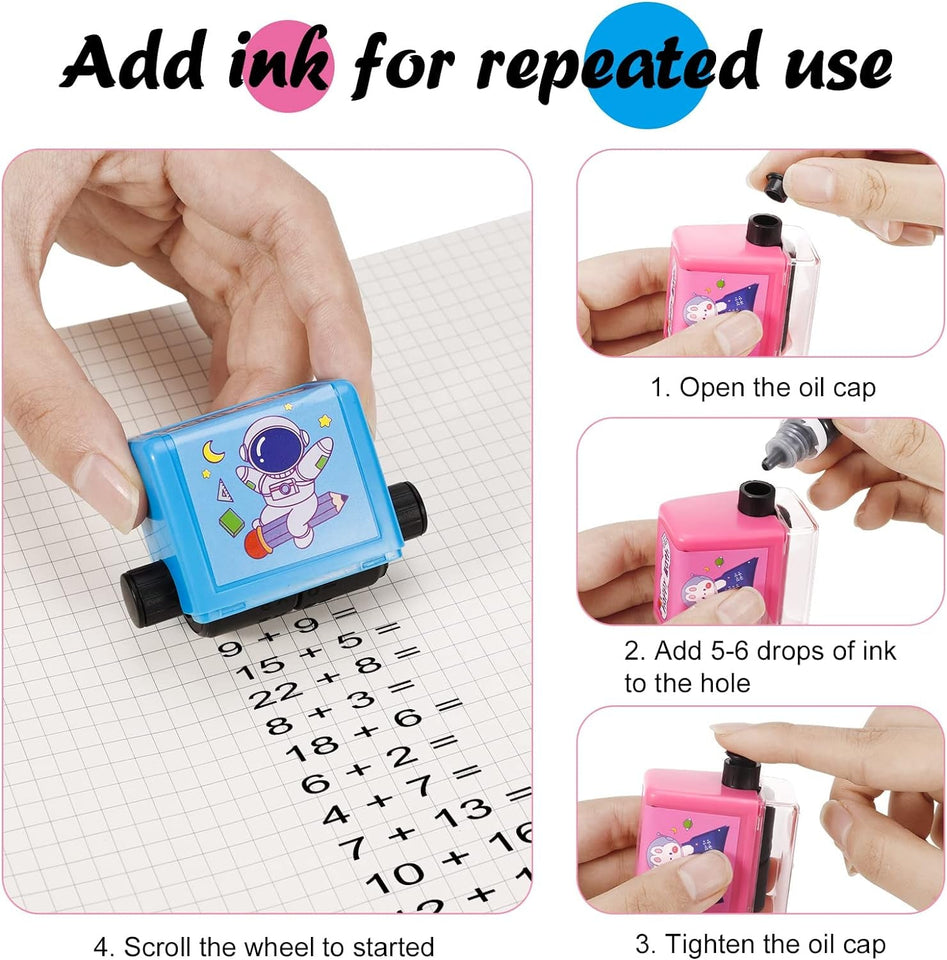 Pack Of 2 Teaching Stamp Fill In The Blank Roller Reusable Math Roller Stamp Design Digital Stamp Within 100 Math Practice