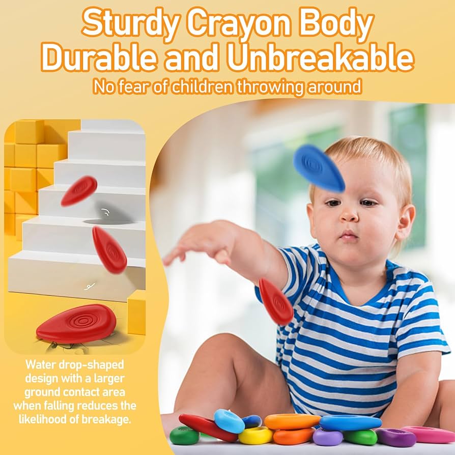 Water-Drop Shape Jumbo Crayons with Easy-Grip Perfect for Toddlers Hands - Babytoon