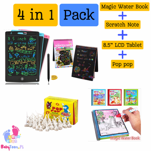 Bundle Deal - 4in1 - LCD Writin Tab+ Scratch Note+ Magic Water Book+ Pop Pop