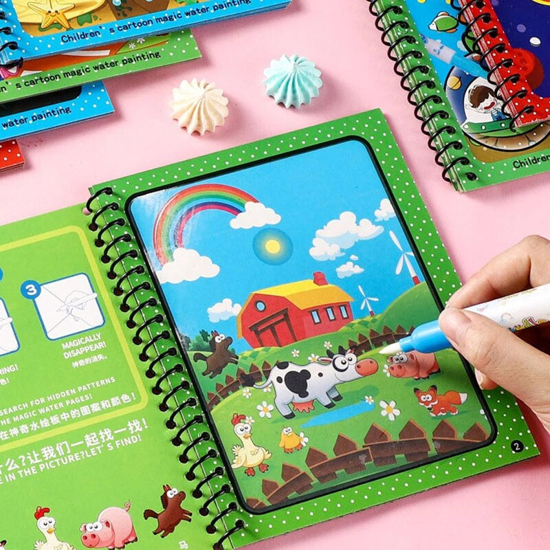 Magical Water Painting Book Toddler Early Education Toys Reusable Magic Drawing Coloring Book for Kids Children Montessori Toys