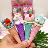 Ice Cream Shape Stationery Wholesale Unicorn Kawaii Eraser Durable Cartoon Animal For Student School Supplies (1pc) - Babytoon
