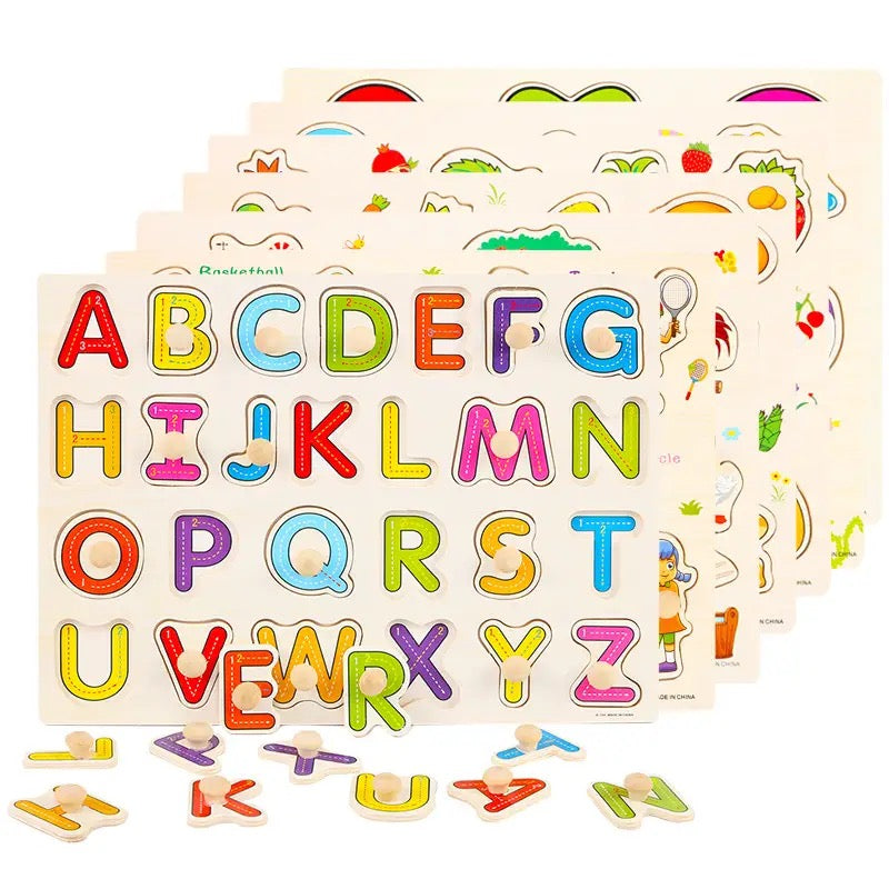 DIY Montessori Educational toy 3D Wooden Puzzle Grab board Sensory Jigsaw Brain Digital letter CraftS Learning Toy Gifts - Babytoon