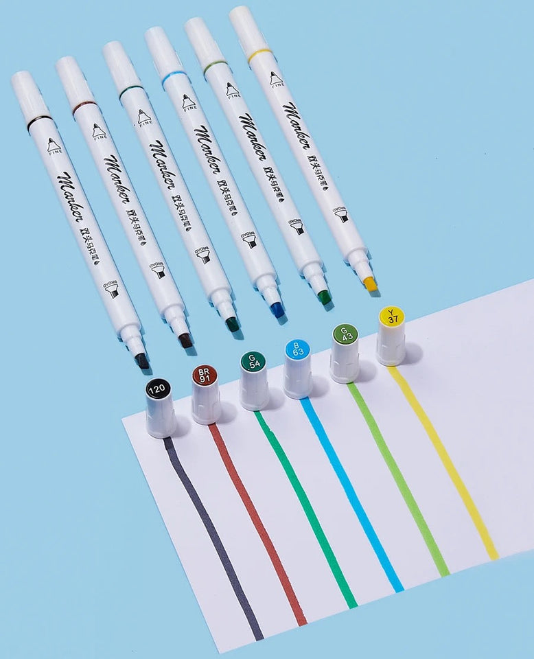 Sketch Manga Art Design Dual Tips
Alcohol Ink Quick Dry Marker Pen Set With Broad And Fine Tips 12 Colors - Babytoon