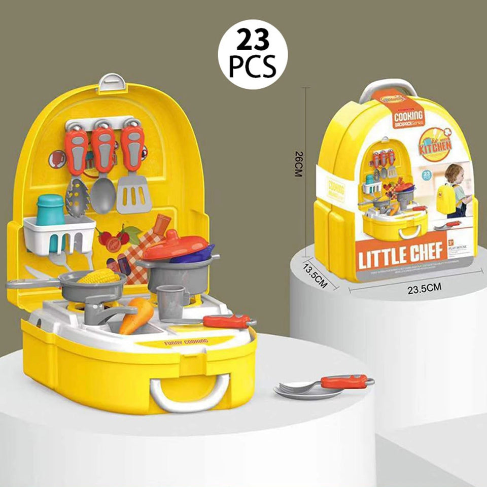 Children Play 23pcs Master Chef Bag Simulation Pretend Toys Kids Box Backpack - Babytoon