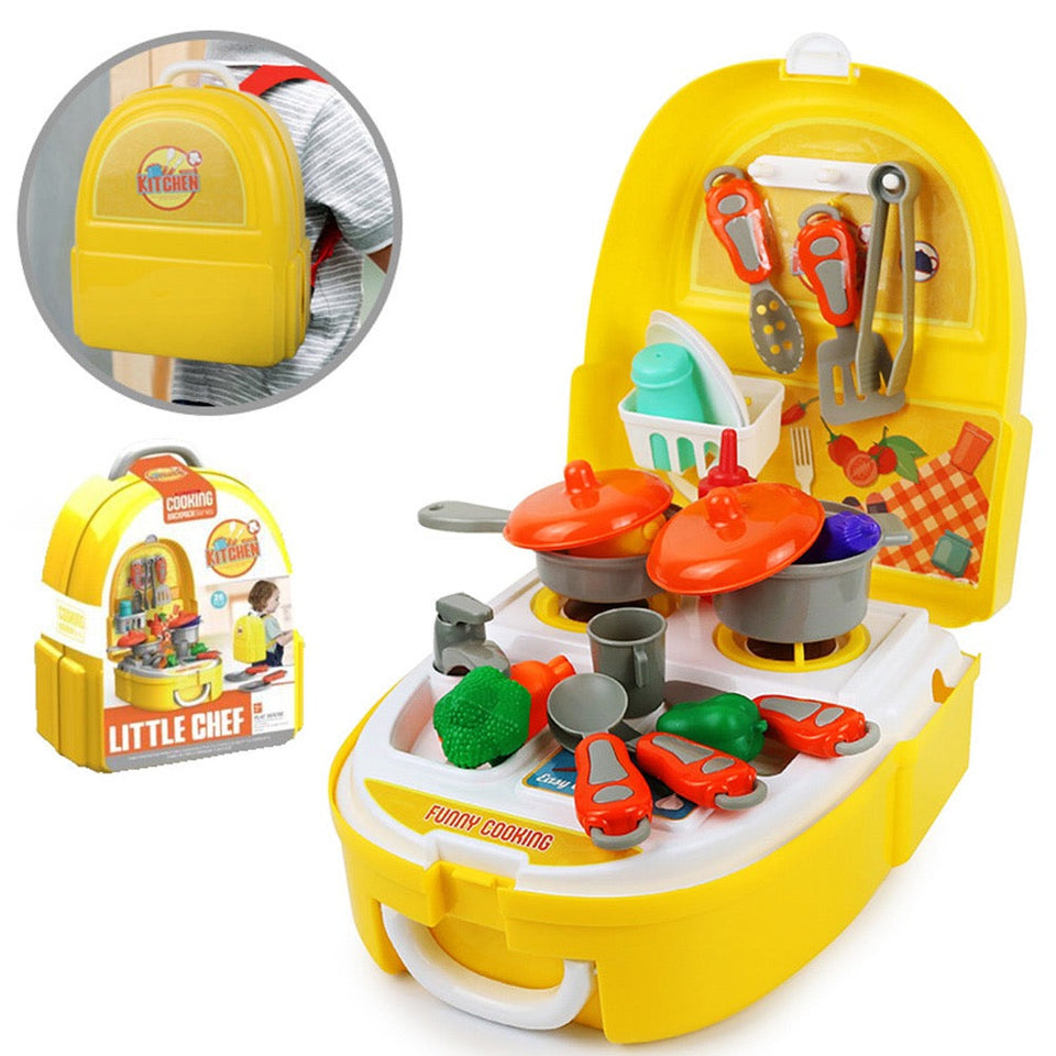 Children Play 23pcs Master Chef Bag Simulation Pretend Toys Kids Box Backpack - Babytoon
