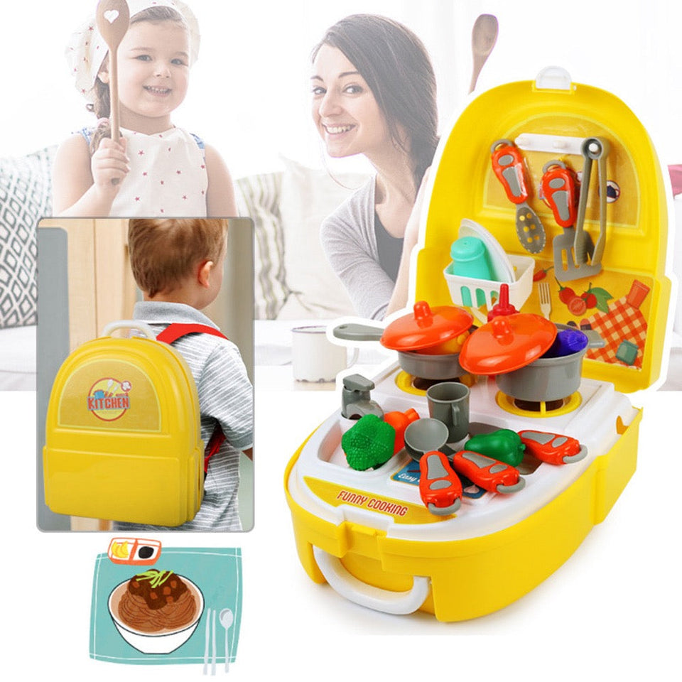 Children Play 23pcs Master Chef Bag Simulation Pretend Toys Kids Box Backpack - Babytoon