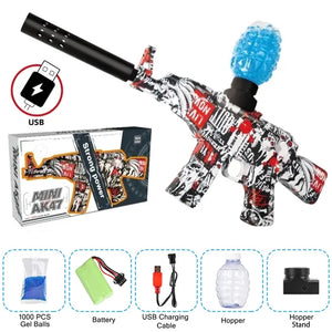 Mini AK Toy Gel Ball Blaster USB Charges - Blue