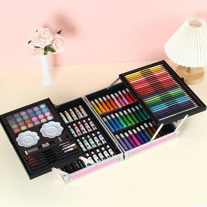 Children's Stationery Color Pen Gift Box 145 Pieces Of Double-Layer Painting Set Brush Watercolor Pen Color School Season - Babytoon