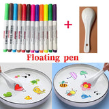 Magical Water 7 Painting Colorful Markers Floating Ink+Spoon - Babytoon