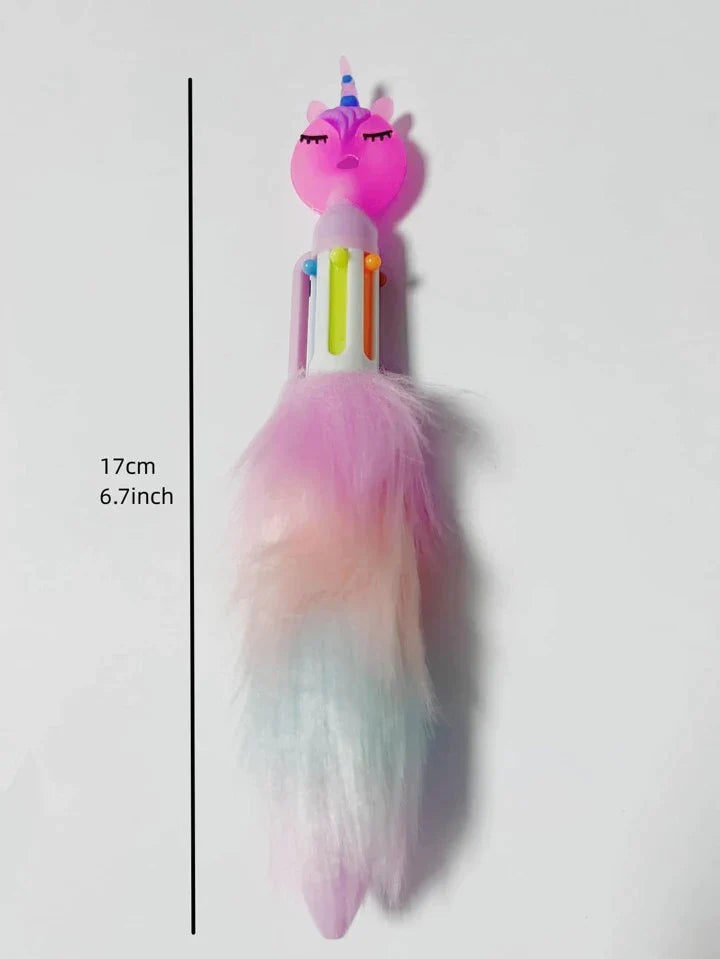 Children's Unicorn Plush Ball-Point Pen Rainbow 1pc 6 Colors