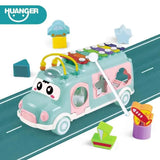 Huanger 3 in 1 New Music Xylophone Bus Toys Instrument Knocking Piano Lovely Shape Sorting Learning Educational Baby Toys For kids - Babytoon
