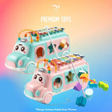 Huanger 3 in 1 New Music Xylophone Bus Toys Instrument Knocking Piano Lovely Shape Sorting Learning Educational Baby Toys For kids - Babytoon