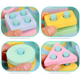 Kids Wooden 4 Geometric Assembling Stacking Blocks Early Learning Toy - Babytoon