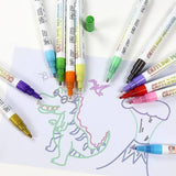 Outline Marker Set, Magic Shimmer Markers Pens Set for Kids, Outline Markers Self-outline Metallic Markers (8 PCS) - Babytoon