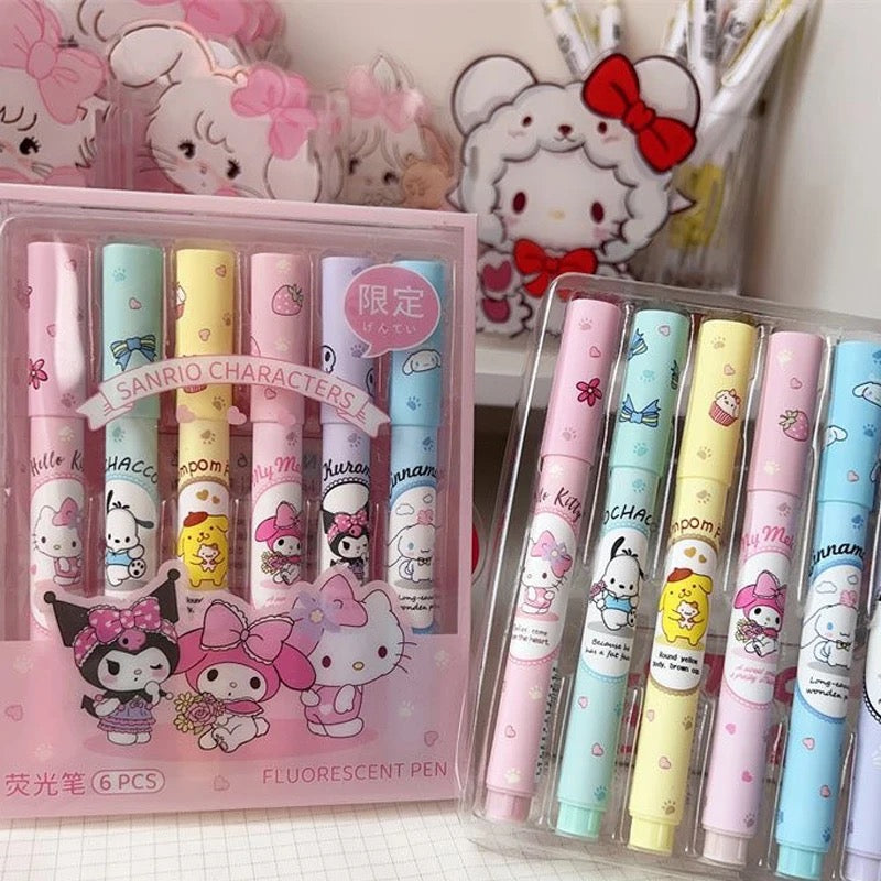 Set Double Heads Highlighter Pens Scented DIY Marker Pen Cute School Office Supplies (6 Pcs) - Babytoon