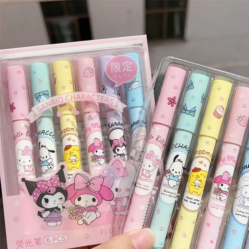 Set Double Heads Highlighter Pens Scented DIY Marker Pen Cute School Office Supplies (6 Pcs) - Babytoon