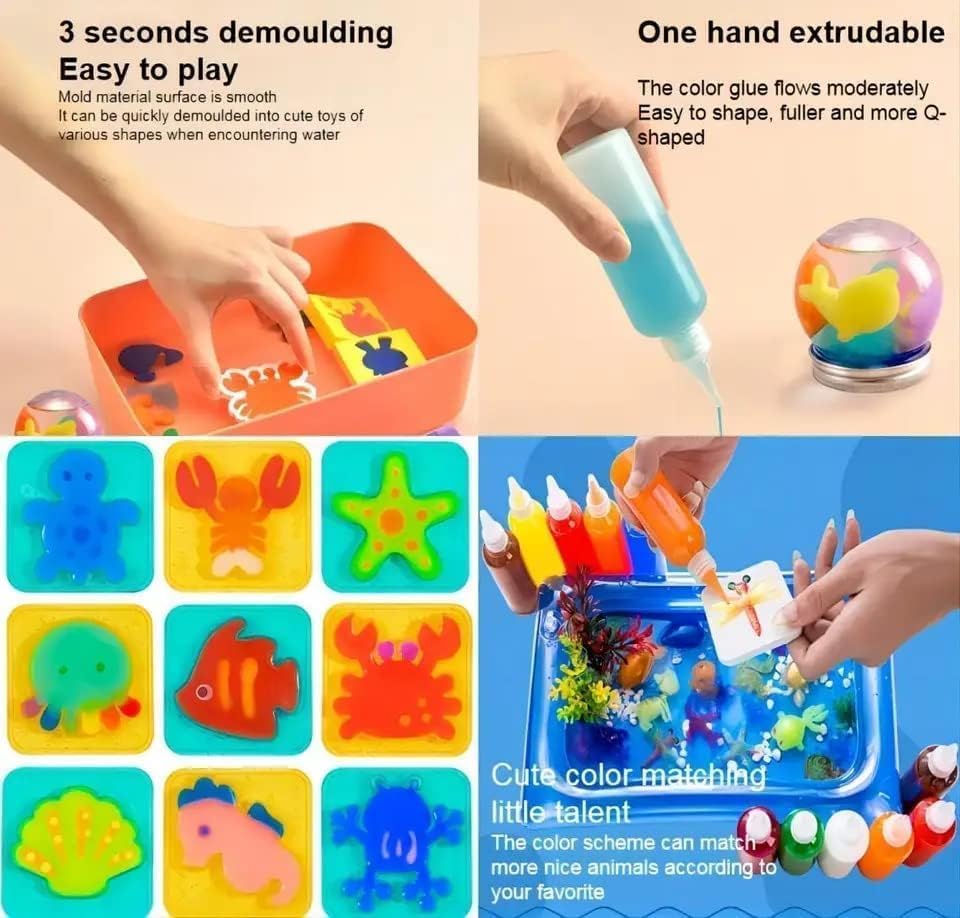 Water Elf Set Ocean – Handmade Water Toys - Magic Water Toy Kit – Shape Mold Handmade Water Elves Toy, Marine Life Creature Toys For Kids 6 Colours Pack - Babytoon