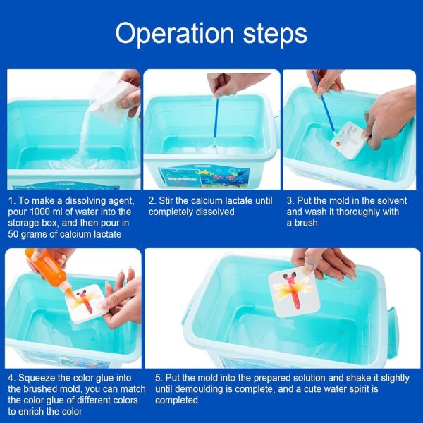 Water Elf Set Ocean – Handmade Water Toys - Magic Water Toy Kit – Shape Mold Handmade Water Elves Toy, Marine Life Creature Toys For Kids 6 Colours Pack - Babytoon