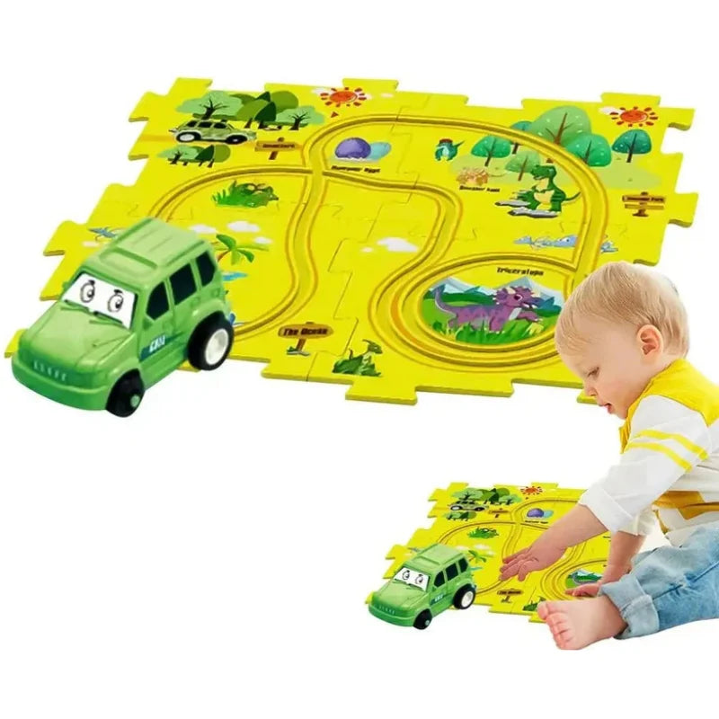 5PCS Puzzle Track Car Play Set / Diy Building Block Train Rail Car Toy Puzzle Race Track (random Design ) - Babytoon