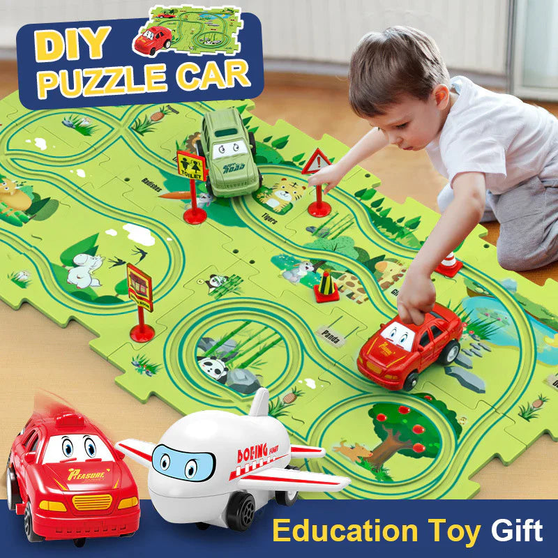 5PCS Puzzle Track Car Play Set / Diy Building Block Train Rail Car Toy Puzzle Race Track (random Design ) - Babytoon