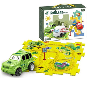 5PCS Puzzle Track Car Play Set / Diy Building Block Train Rail Car Toy Puzzle Race Track (random Design ) - Babytoon