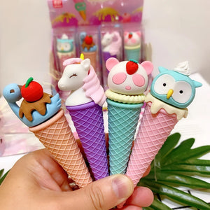 Ice Cream Shape Stationery Wholesale Unicorn Kawaii Eraser Durable Cartoon Animal For Student School Supplies (1pc)