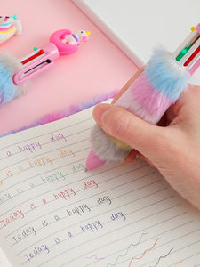 Children's Unicorn Plush Ball-Point Pen Rainbow 1pc 6 Colors