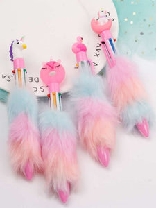 Children's Unicorn Plush Ball-Point Pen Rainbow 1pc 6 Colors