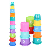 Colorful Stacking Cups with Numbers and Fruit Names