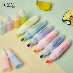 Mini Fluorescent Pen 6 Colors Highlighters Art Marker Pens Student Stationery Material School Supplies (6PCS)